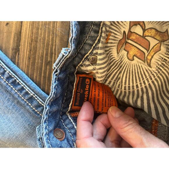 Rock Revival Angela Capri Jeans Women 26 Embellished Western Cowgirl Y2K Stitch - Picture 9 of 15